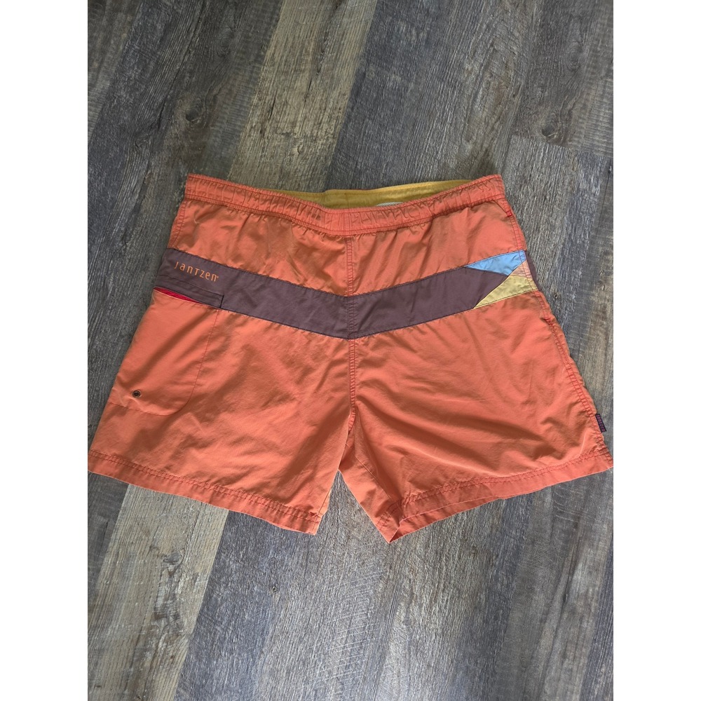 Vintage Jantzen Mens Swim Trunks Colorblock Mesh Lined Shorts Size Large 90s